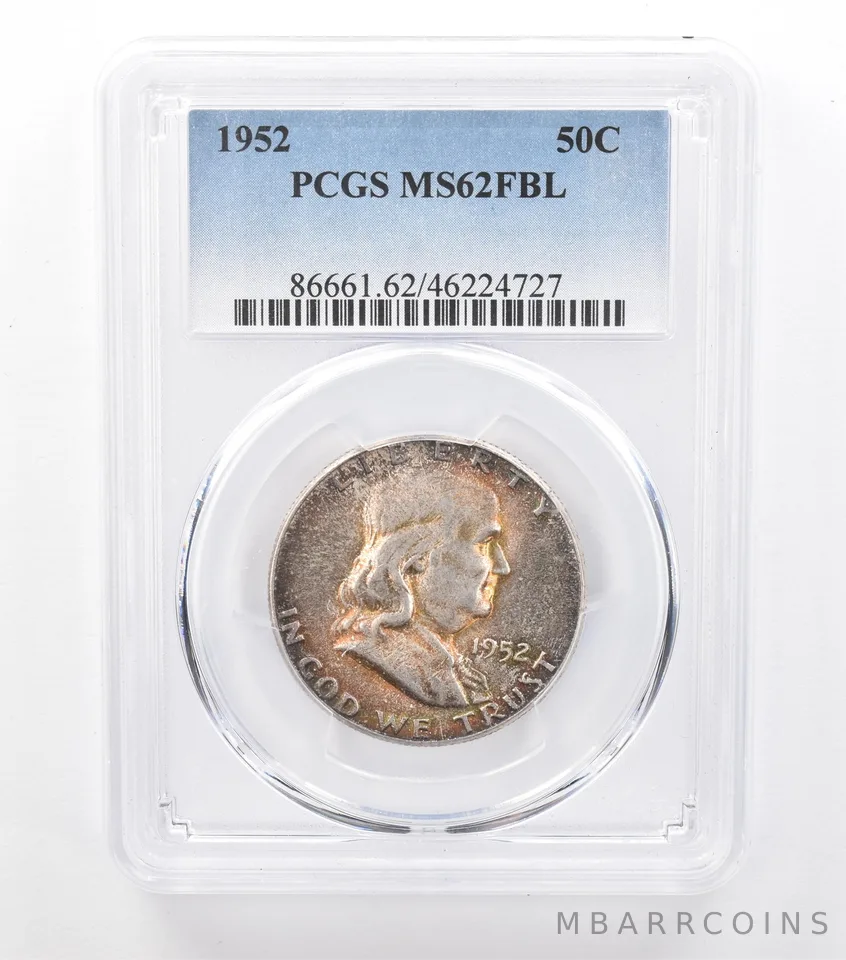 1952 Franklin Half Dollar MS62 FBL PCGS Toned *6633