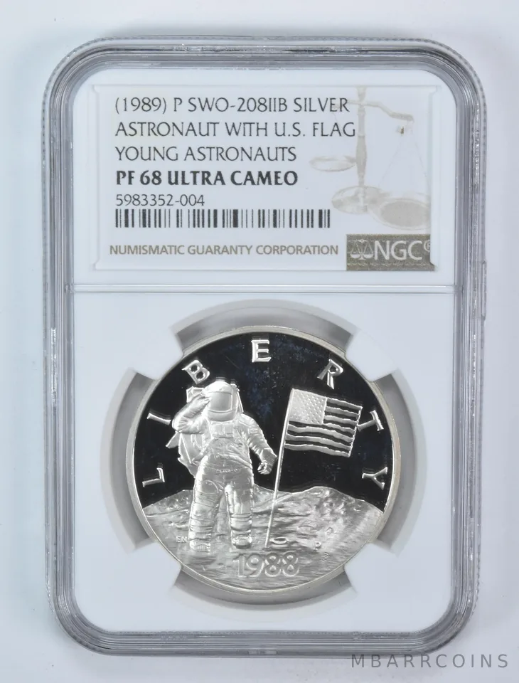 (1989)-P Young Astronauts Silver Medal SWO-208IIB PF68 UCAM NGC *5945