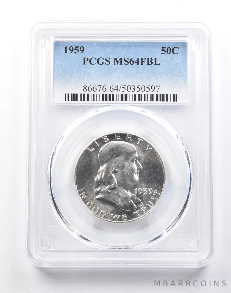 1959 Franklin Half Dollar Type 2 Reverse MS64 FBL PCGS a4110
