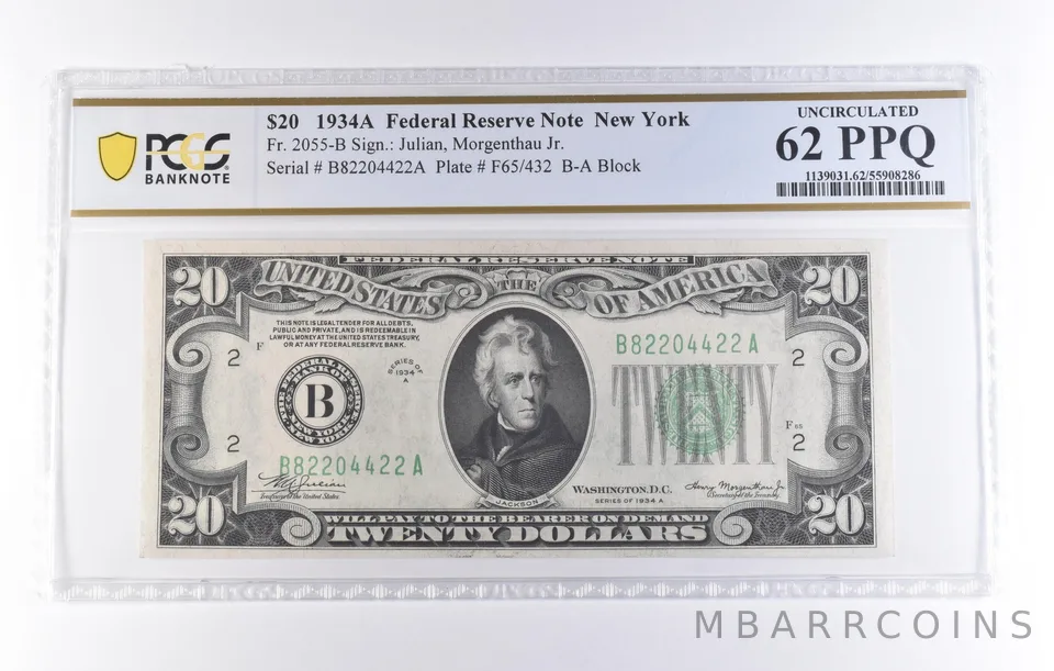 1934 A $10 New York NY FRN Fr#2055-B Uncirculated 62 PPQ PCGS *8245