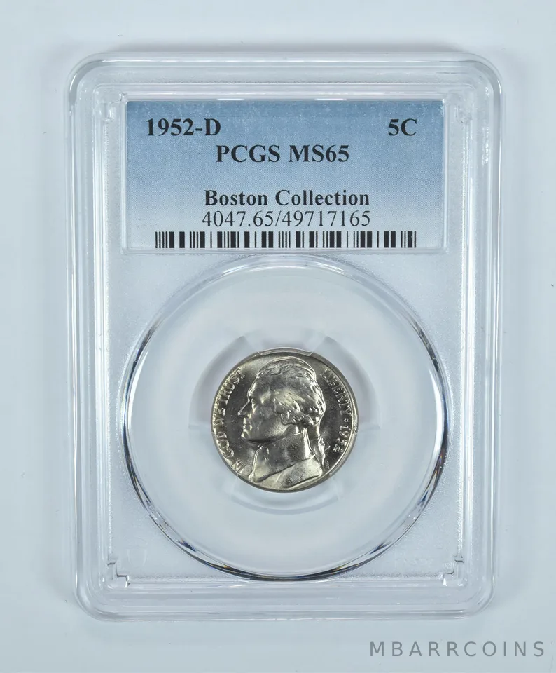1952-D Jefferson Nickel Boston Collection MS65 PCGS Blue Label