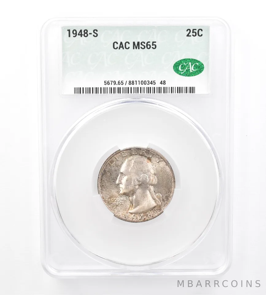 1948-S Washington Quarter MS65 CAC CACg Beautiful Tone a1560