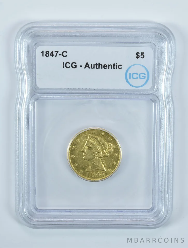1847-C $5 Liberty Head Gold Half Eagle Authentic ICG *5774