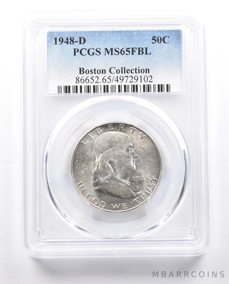 1948-D Franklin Half Dollar Boston Collection MS65 FBL PCGS a2443
