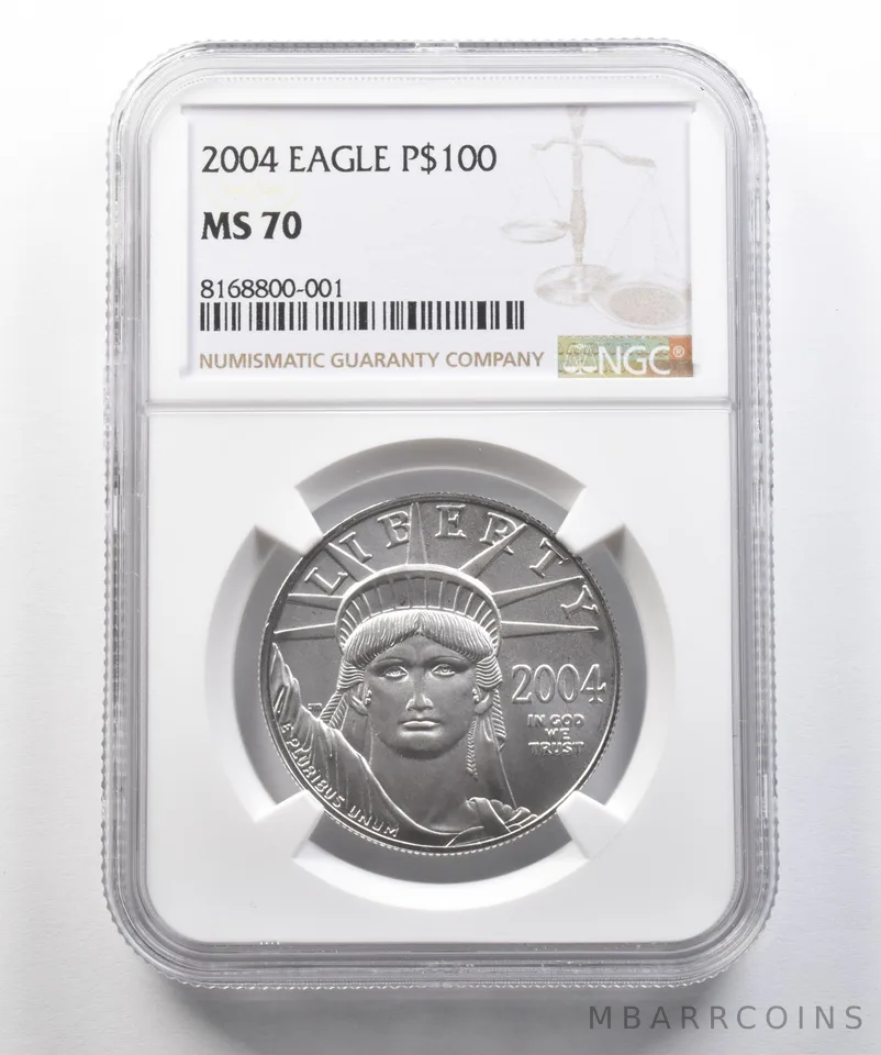 2004 $100 American Platinum Eagle 1 Oz Platinum MS70 NGC a8357