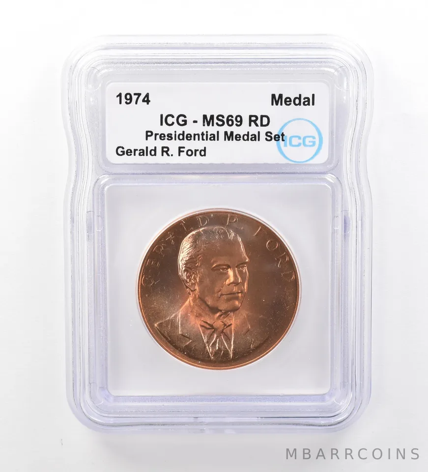 (1974) Presidential Medal Set Gerald R Ford MS69 RD ICG Beautiful Tone a1990