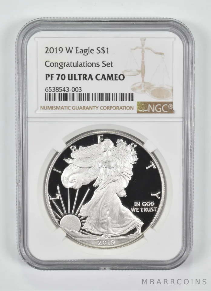 2019-W American Silver Eagle Congratulations Set PF70 NGC Brown Label