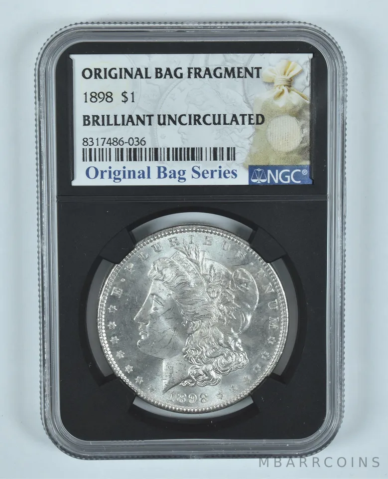 1898 Morgan Silver Dollar Original Bag Fragment BU NGC