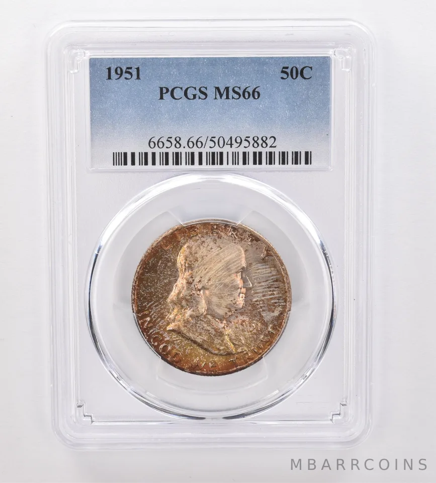 1951 Franklin Half Dollar MS66 PCGS Beautiful Tone *9958