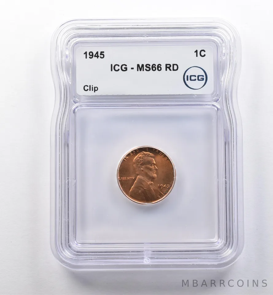 1945 Lincoln Wheat Cent Clip MS66 RD ICG *2221