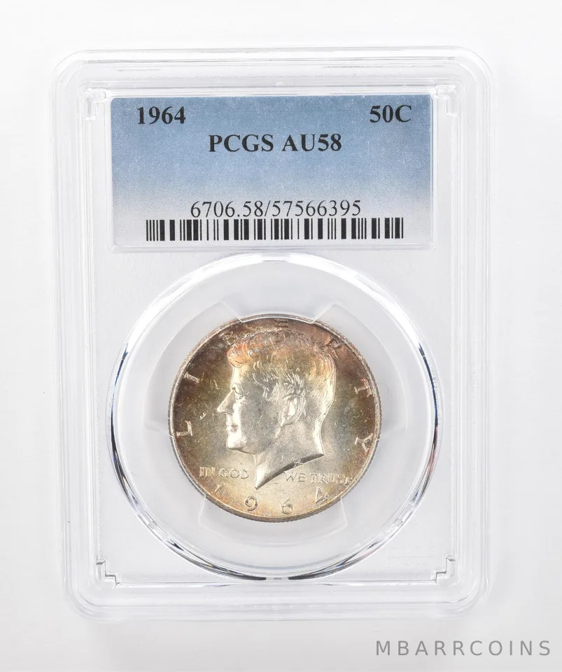 1964 Kennedy Half Dollar AU58 PCGS Beautiful Tone *1361