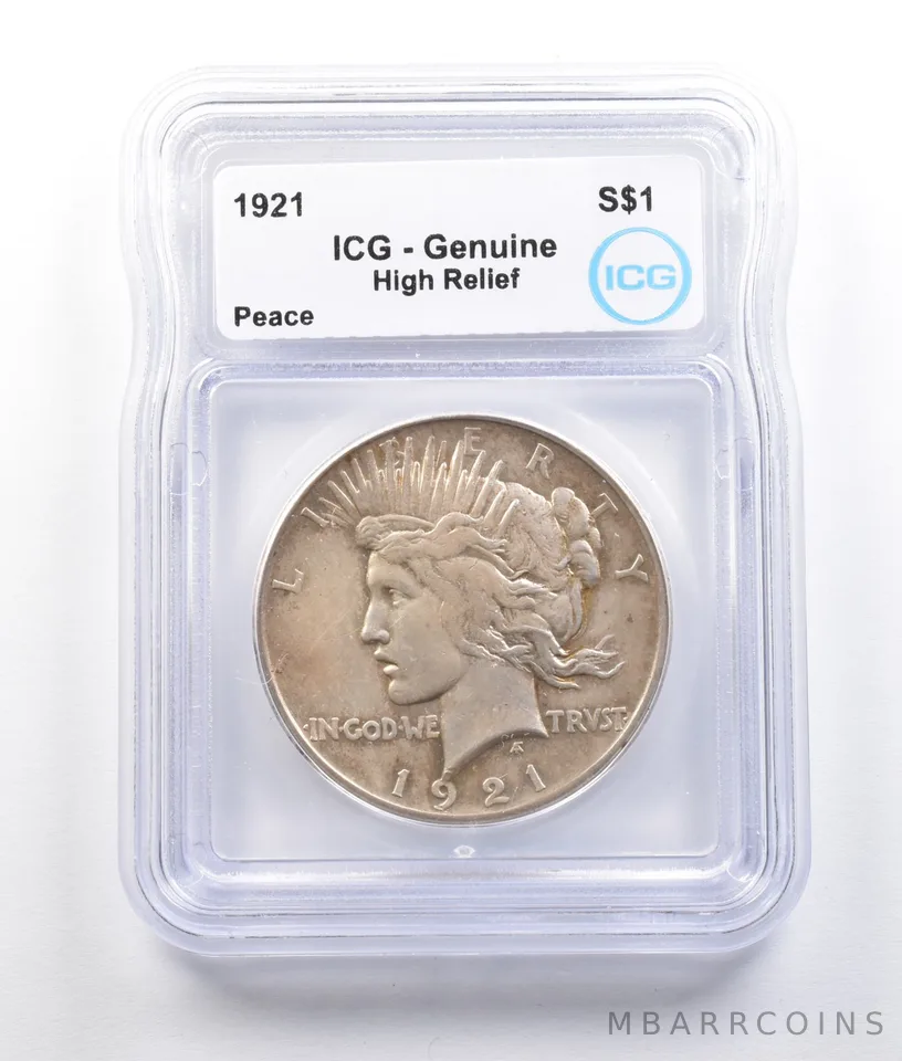 1921 Peace Silver Dollar High Relief Genuine ICG *2727