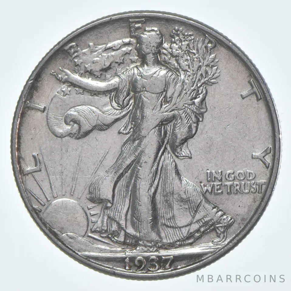 CHAU 1937 (P) Walking Liberty Half Dollar Choice AU 90% Silver (1pc)