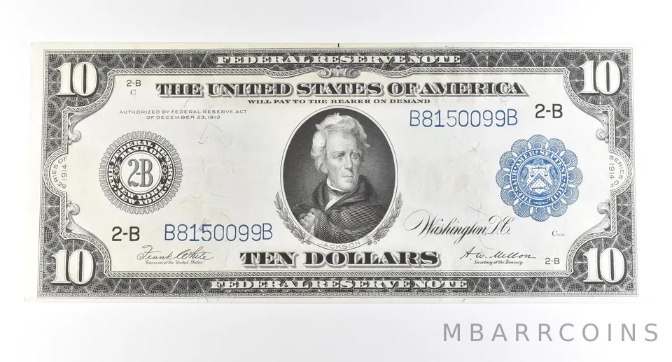 1914 $10 New York NY FRN Large Note Blue Seal *2797