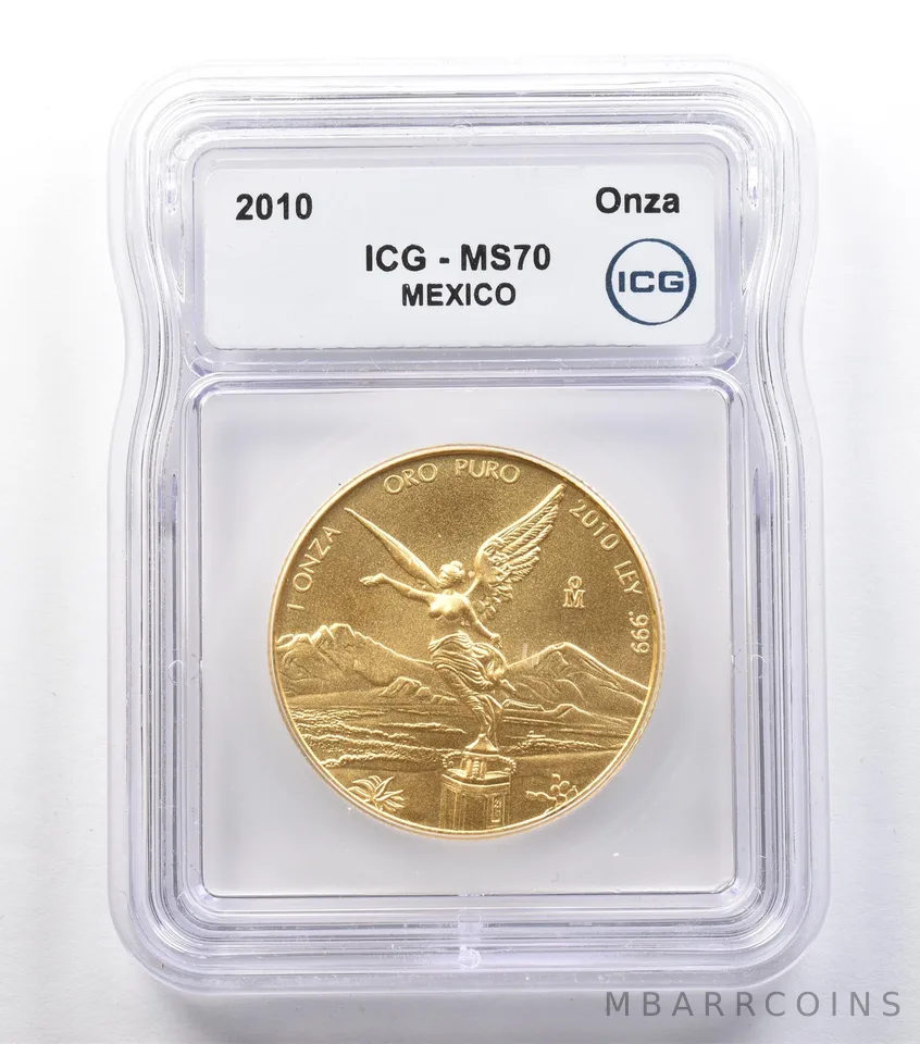 2010 Mo Mexico 1 Onza Gold Libertad MS70 ICG *2540
