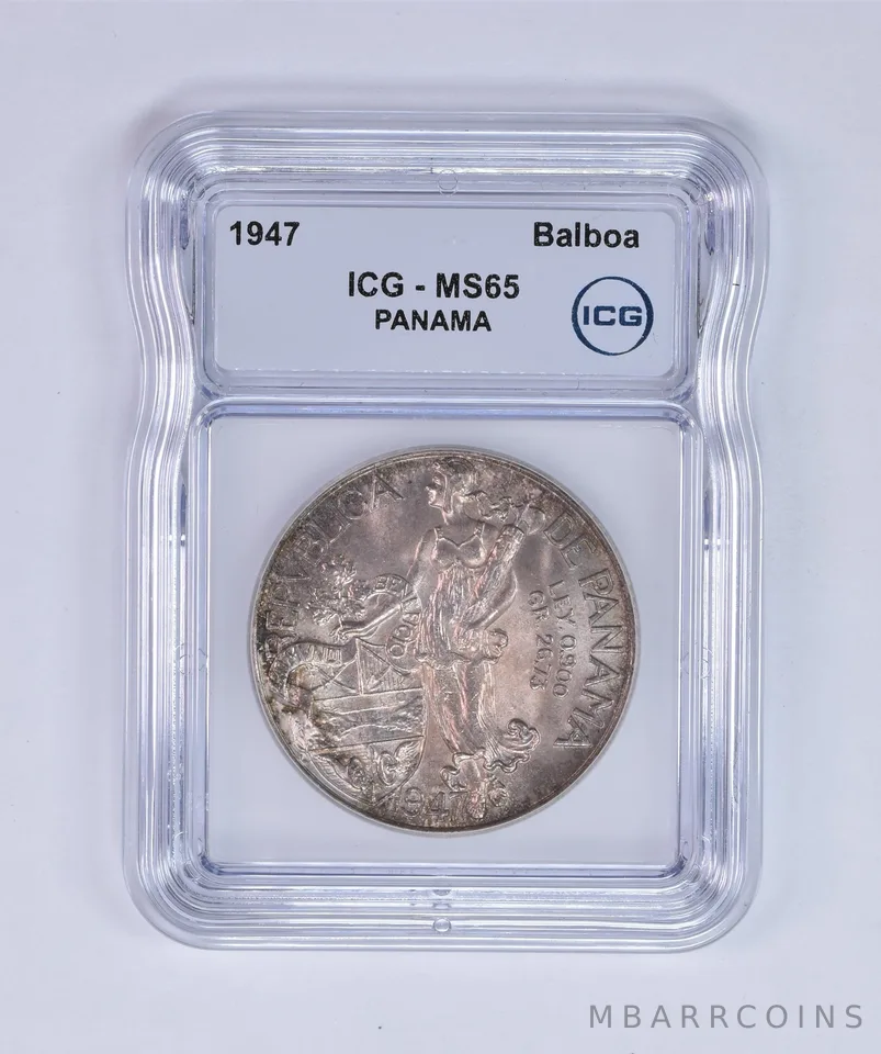 1947 Panama Balboa MS65 ICG Beautiful Tone *7976