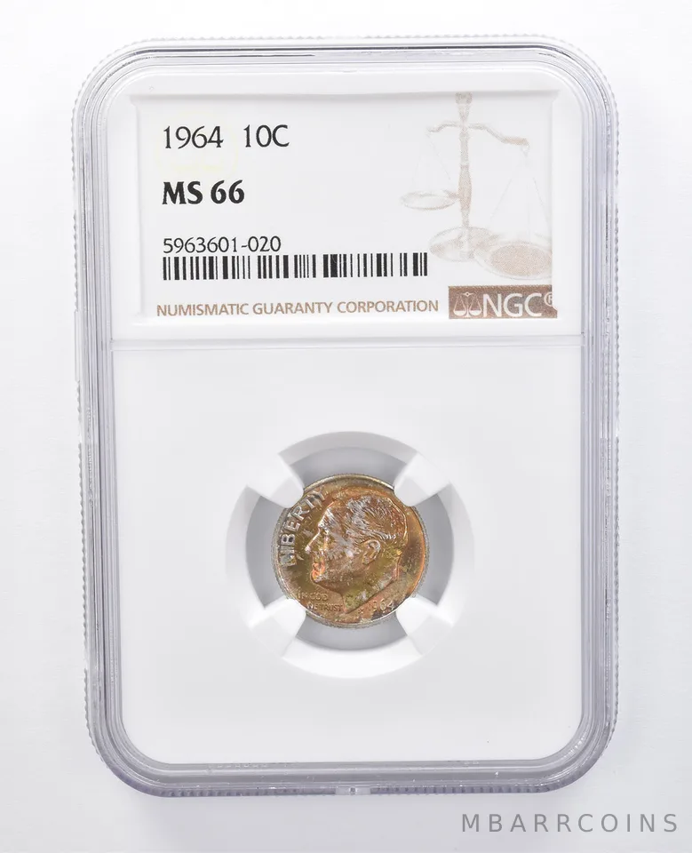 1964 Roosevelt Dime MS66 NGC Beautiful Tone *7979