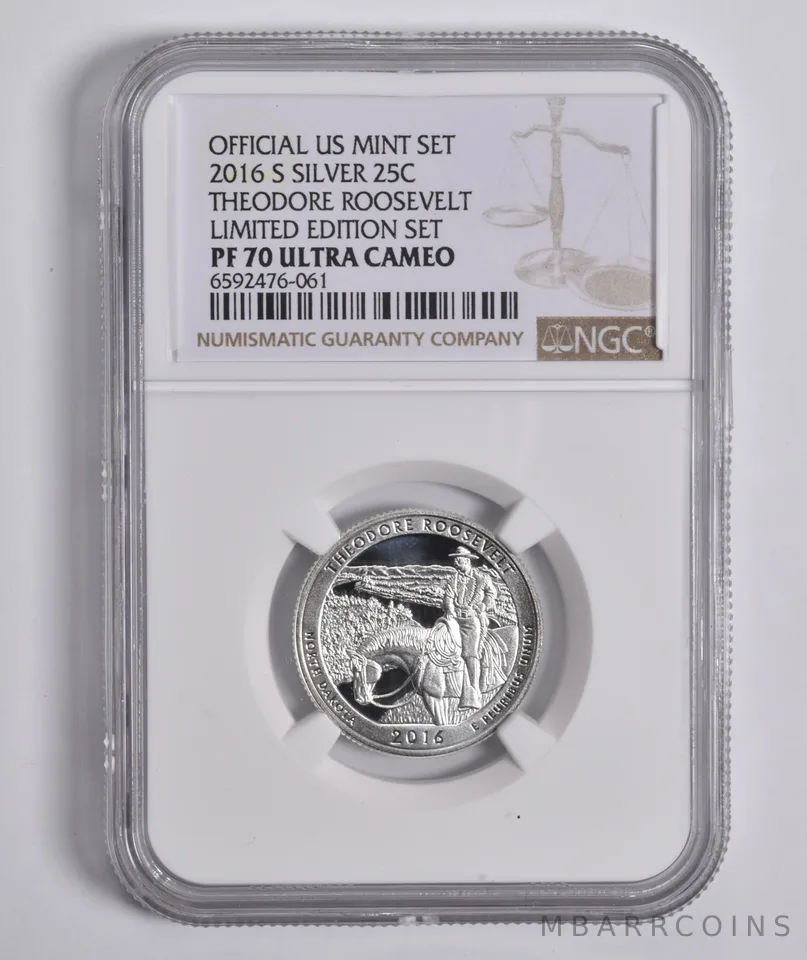 2016-S Quarter ATB Silver Theodore Roosevelt Limited Edition PF70 UCAM NGC