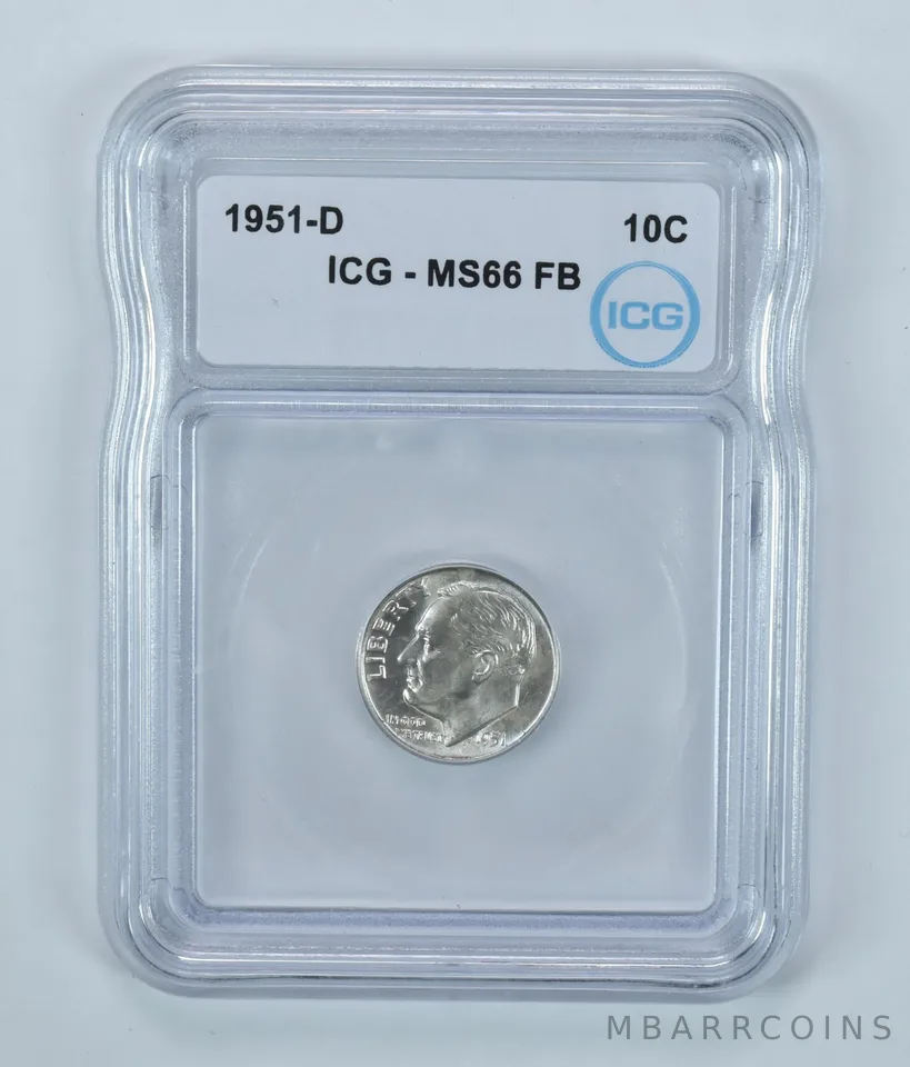 1951-D Roosevelt Dime MS66 FB ICG