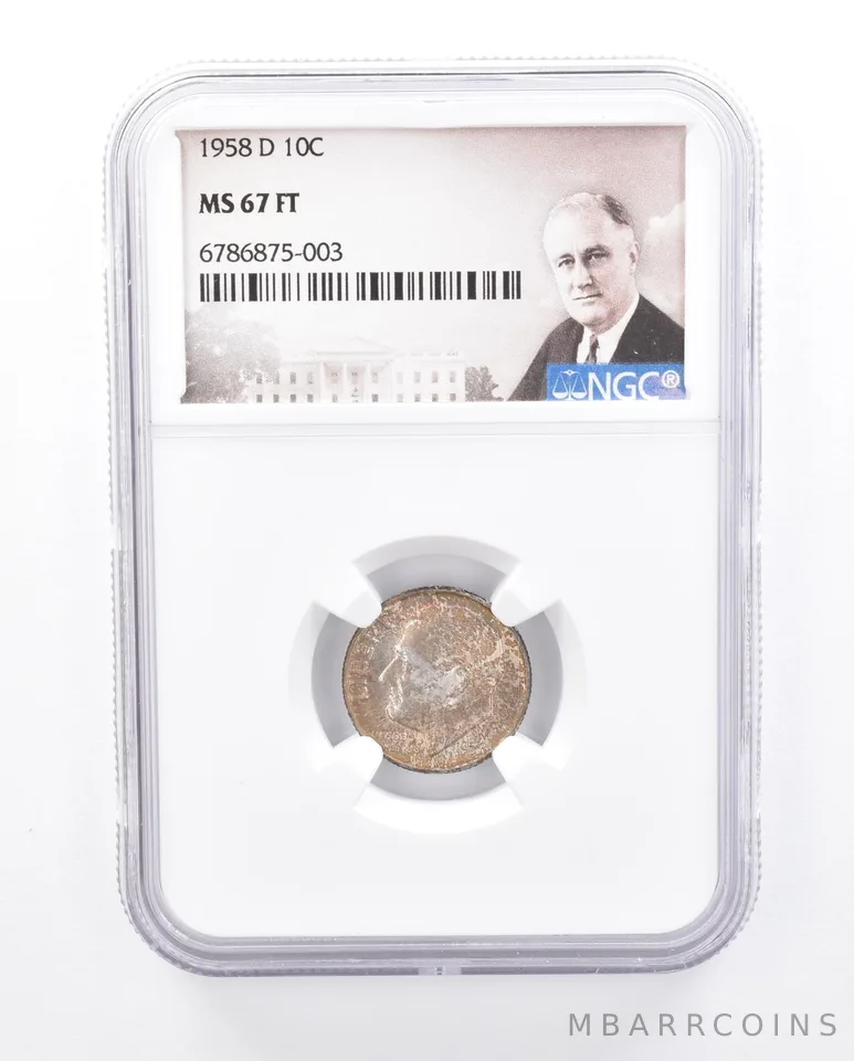 1958-D Roosevelt Dime MS67 FT NGC Beautiful Tone *1278