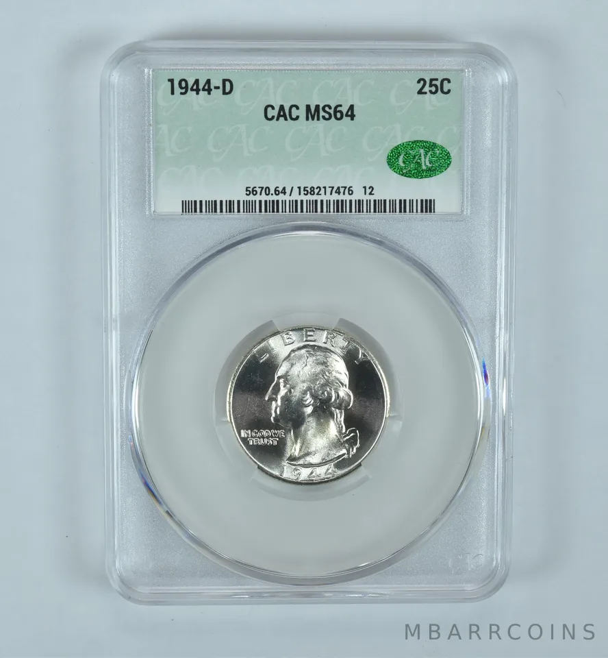 1944-D Washington Quarter MS64 CAC CACg