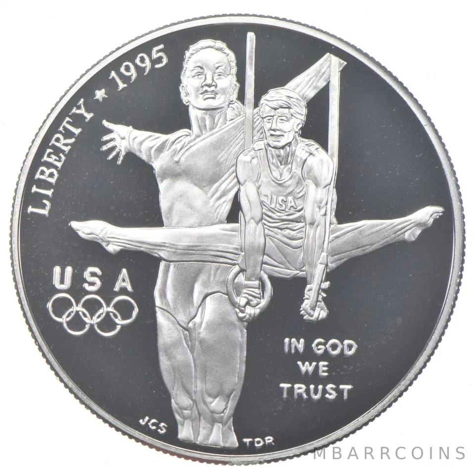 1995-P Proof Olympic Gymnastics Commemorative Silver Dollar $1