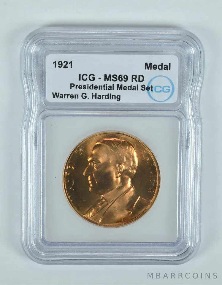 (1921) Presidential Medal Set Warren G Harding MS69 RD ICG