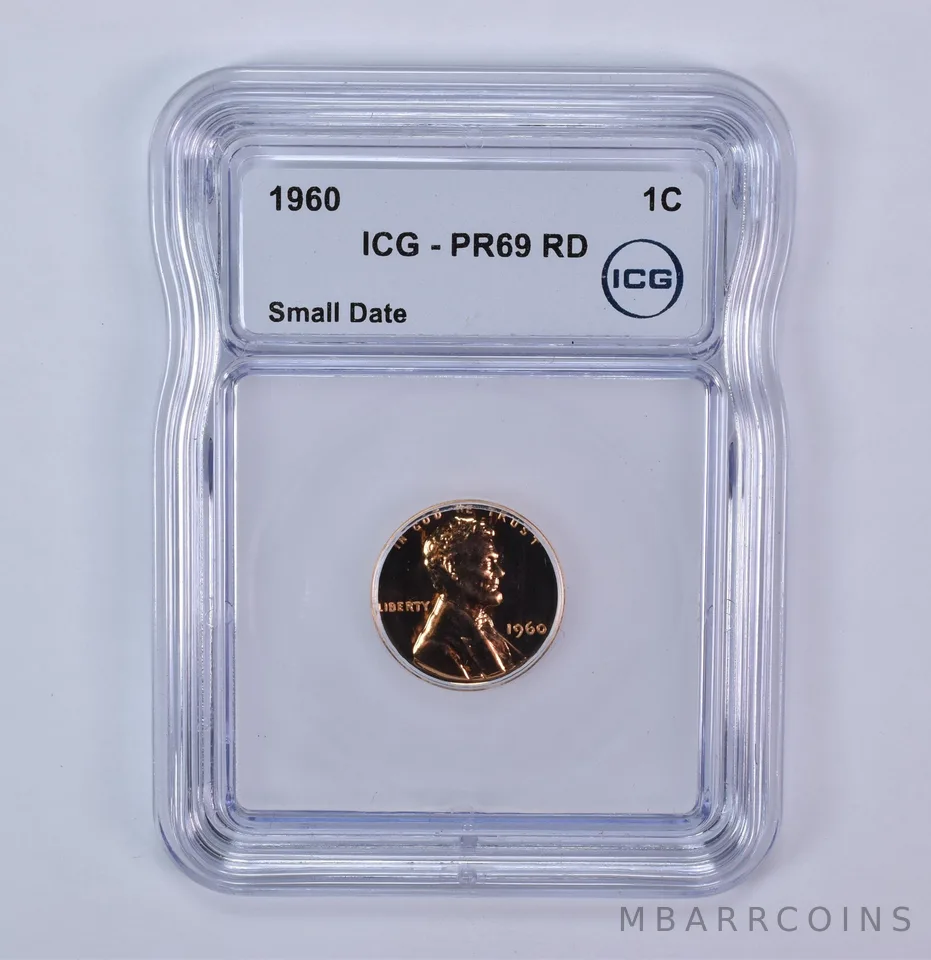 1960 Lincoln Memorial Cent Small Date PR69 RD ICG