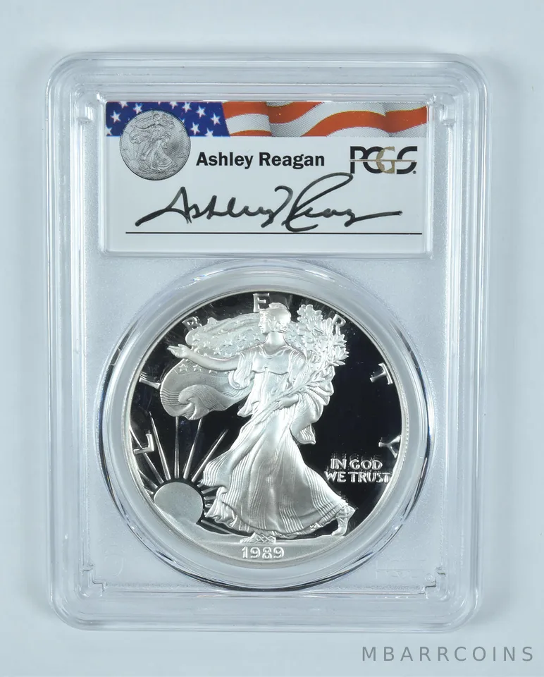 1989-S American Silver Eagle Ashley Reagan Signed PR69 DCAM PCGS