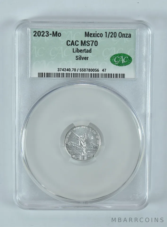 2023 Mo Mexico 1/20 Onza Silver Libertad MS70 CAC CACg