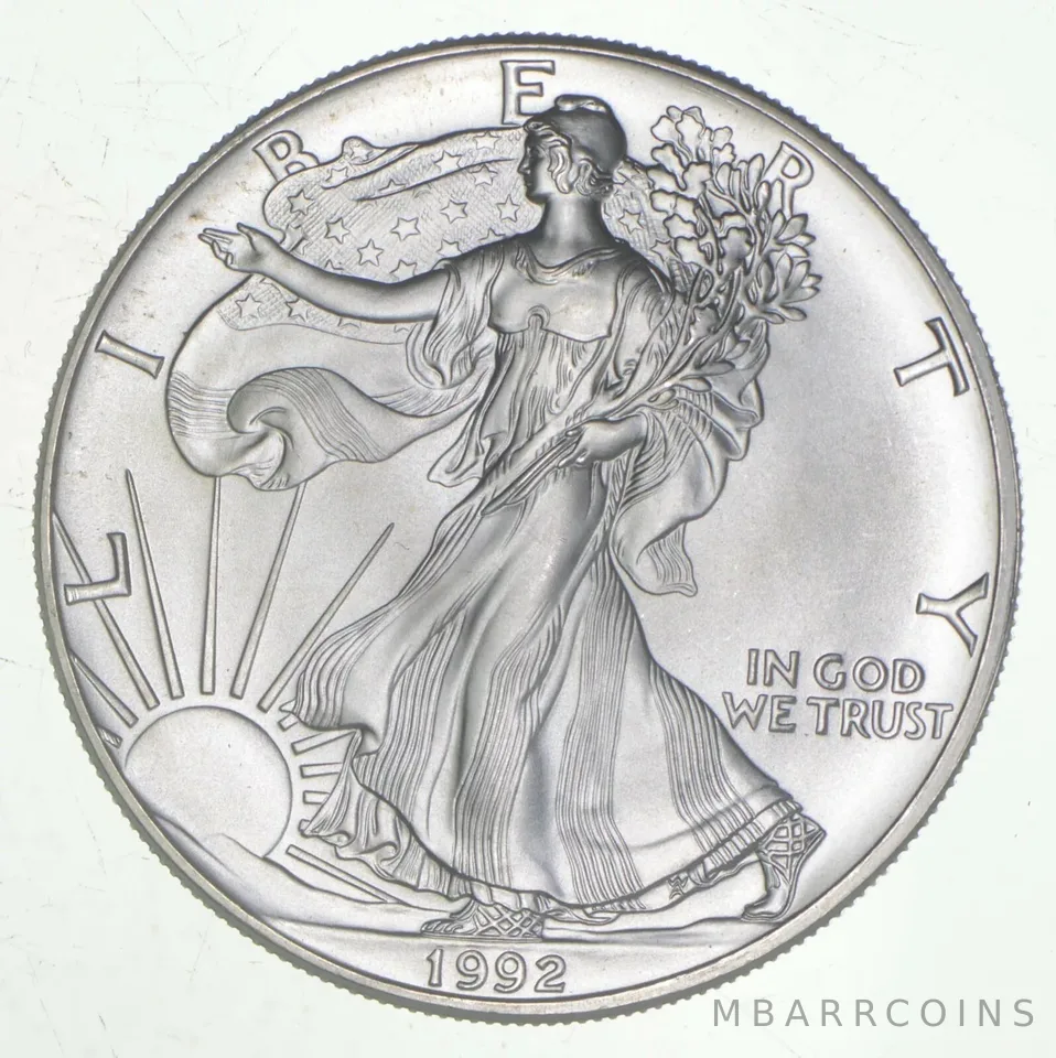 1992 Unc American Silver Eagle 1 Troy Oz .999 Fine Silver
