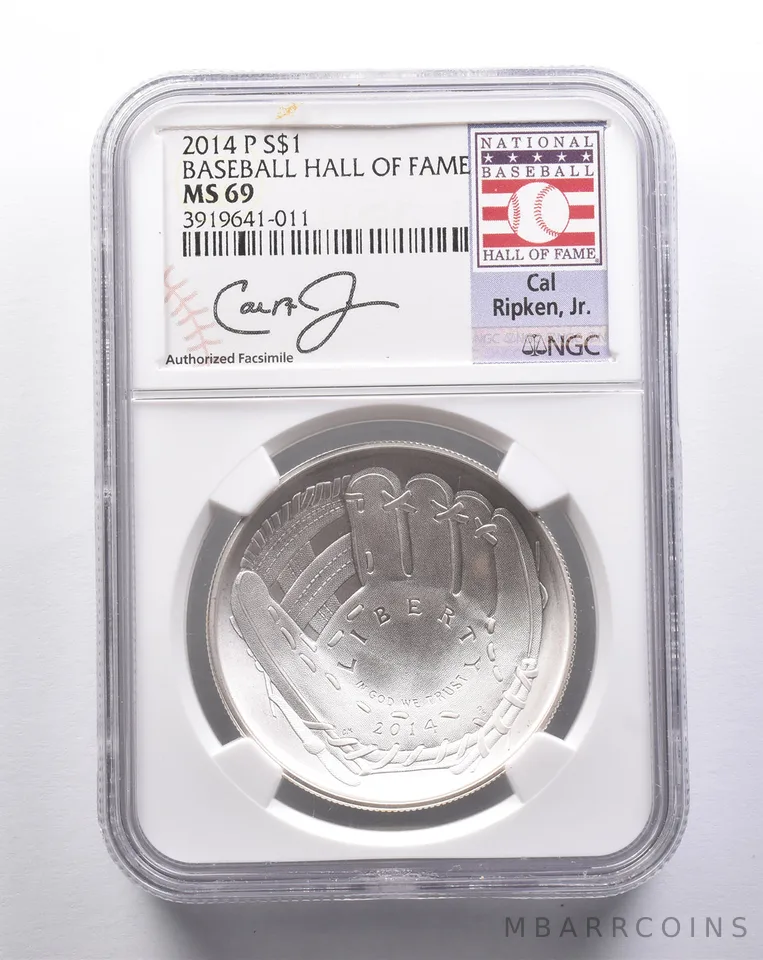 PF69 UCAM 2014-P Baseball HOF Cal Ripken, Jr Signed Commem Silver $1 NGC a3230