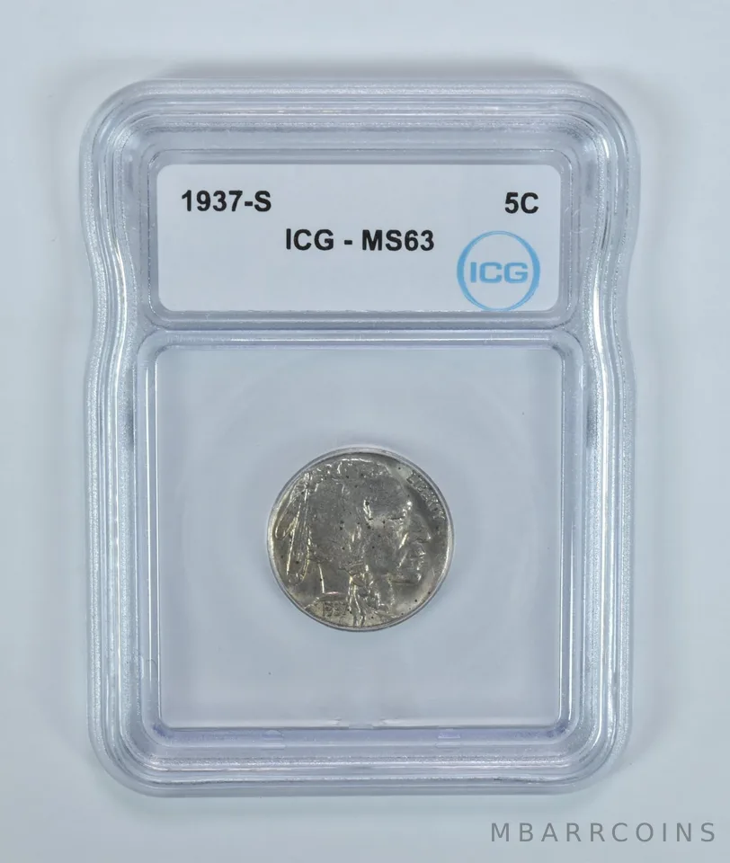 1937-S Indian Head Buffalo Nickel MS63 ICG
