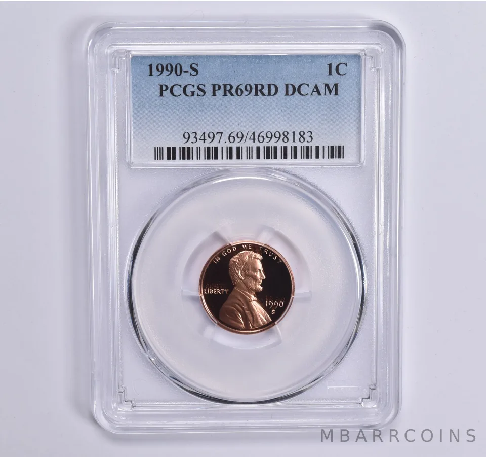 1990-S Lincoln Memorial Cent PR69 RD DCAM PCGS Blue Lbl