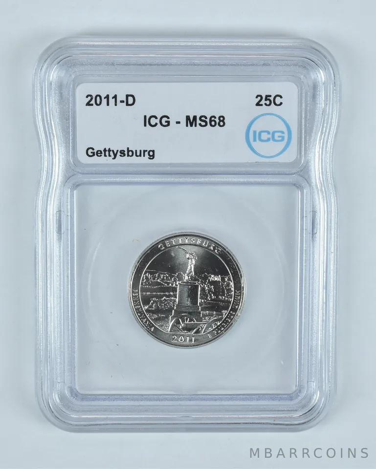2011-D Washington Quarter ATB Gettysburg MS68 ICG