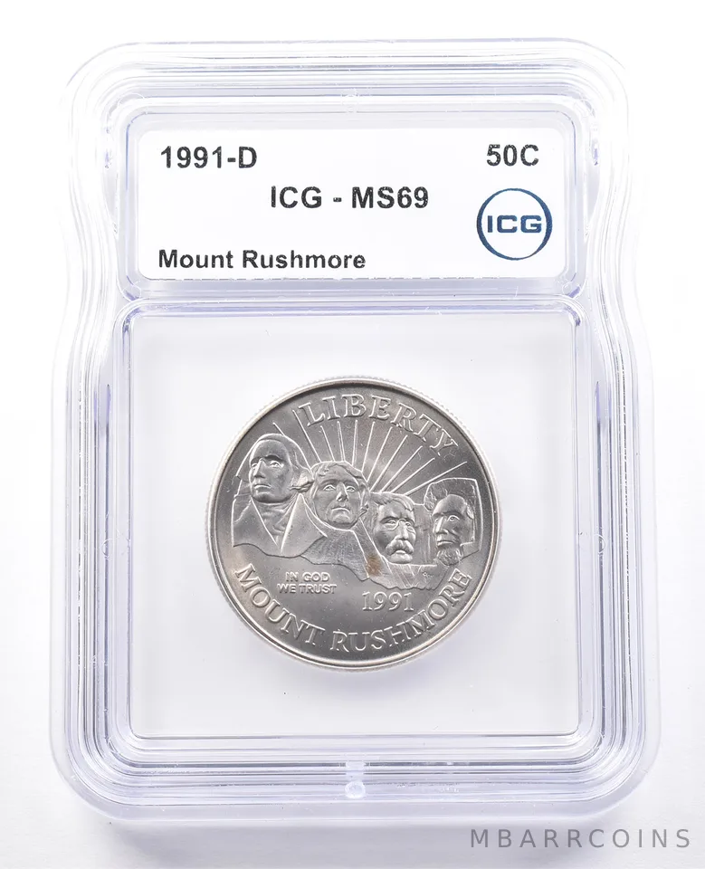 1991-D Mount Rushmore Commemorative Half Dollar MS69 ICG
