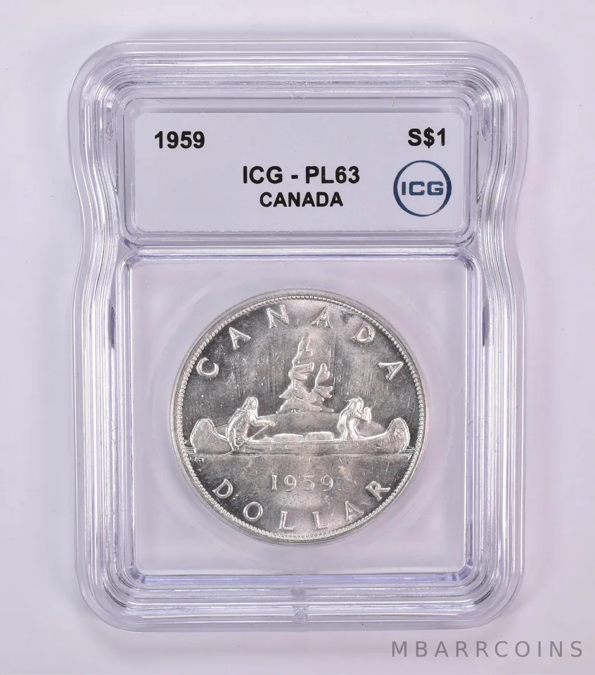 1959 Canada 1 Dollar Silver Voyageurs PL63 ICG