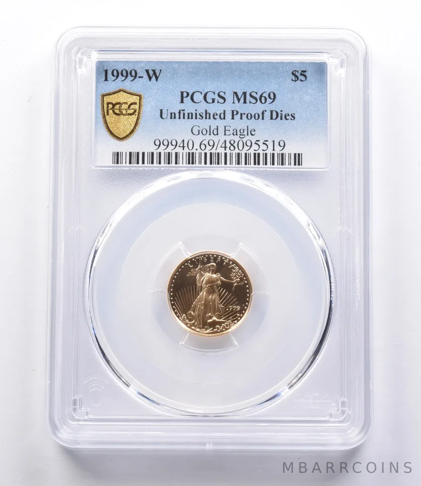 MS69 1999-W $5 American Gold Eagle Unfinished Proof Dies PCGS a3048