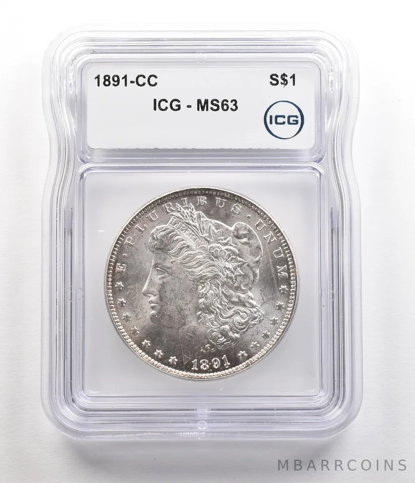 1891-CC Morgan Silver Dollar MS63 ICG a5519