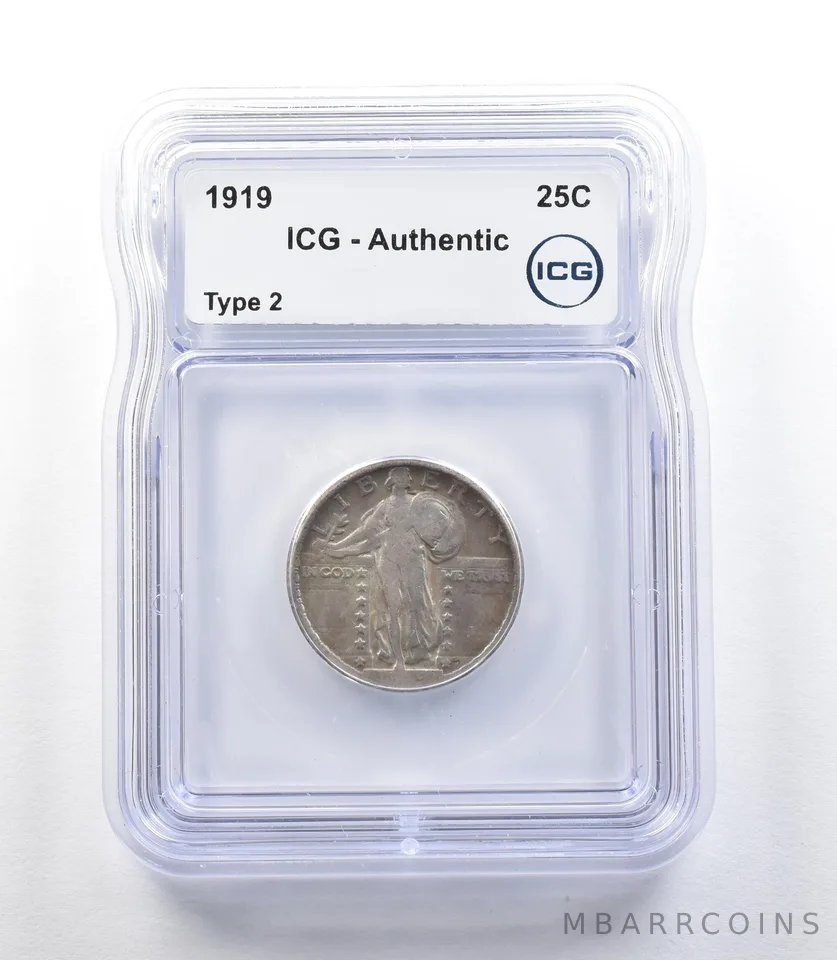 1919 Standing Liberty Quarter Type 2 Authentic ICG *0110