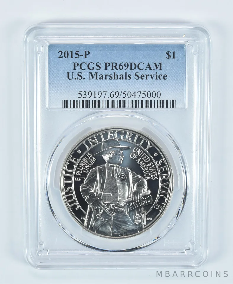 2015-P US Marshals Commemorative Dollar PR69 DCAM PCGS Blue Label