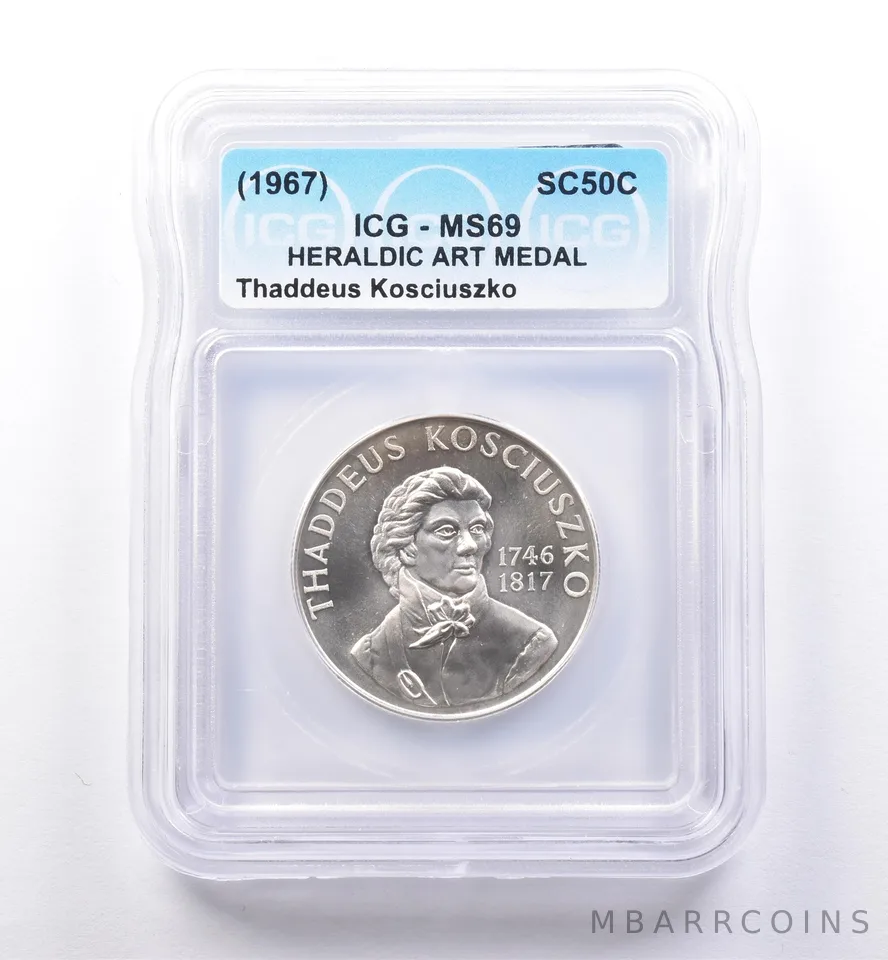 (1967) So Called Half Dollar Thaddeus Kosciuszko MS69 ICG *8411