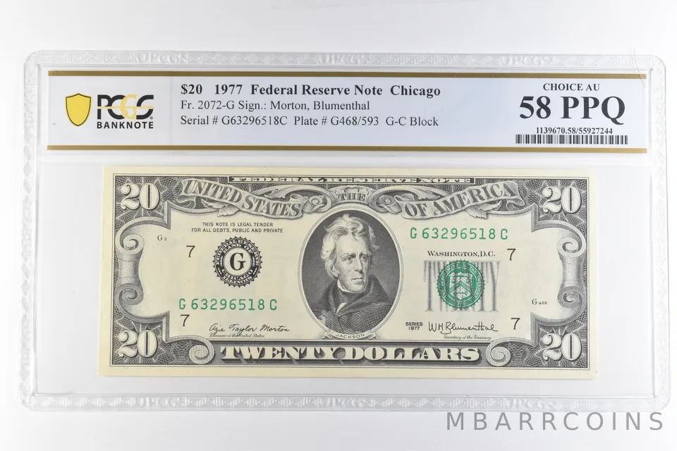 1977 $20 Chicago IL FRN Fr#2072-G Choice AU 58 PPQ PCGS *6881