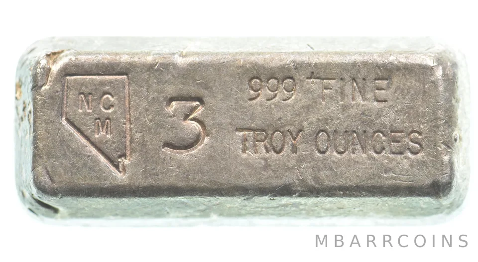 3 Troy Oz Silver Bar NCM Nevada Coin Mart *9428