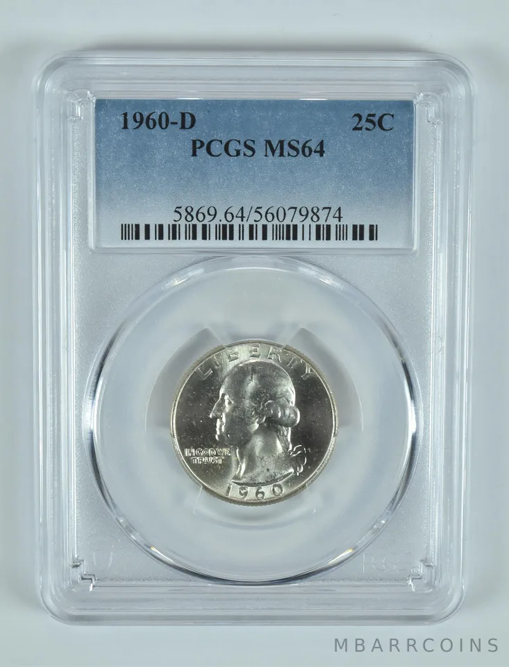 1960-D Washington Quarter MS64 PCGS Blue Label