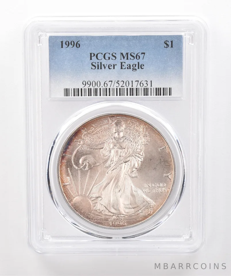 1996 American Silver Eagle MS67 PCGS Beautiful Tone *2003