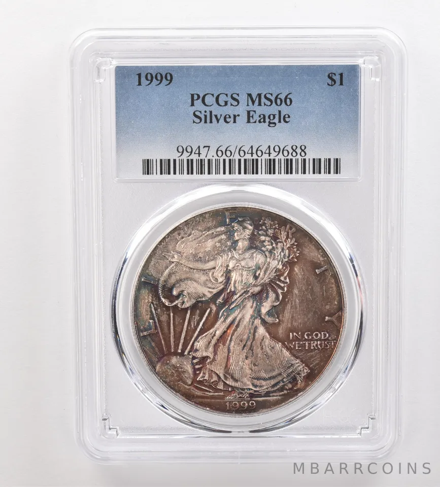 1999 American Silver Eagle MS66 PCGS Beautiful Tone *3346