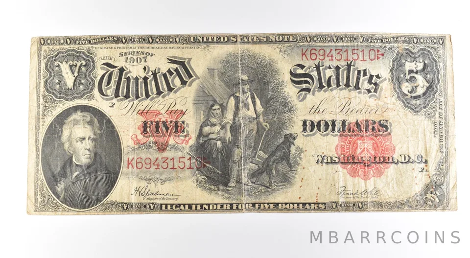 1907 $5 Legal Tender Large Note Red Seal *2675