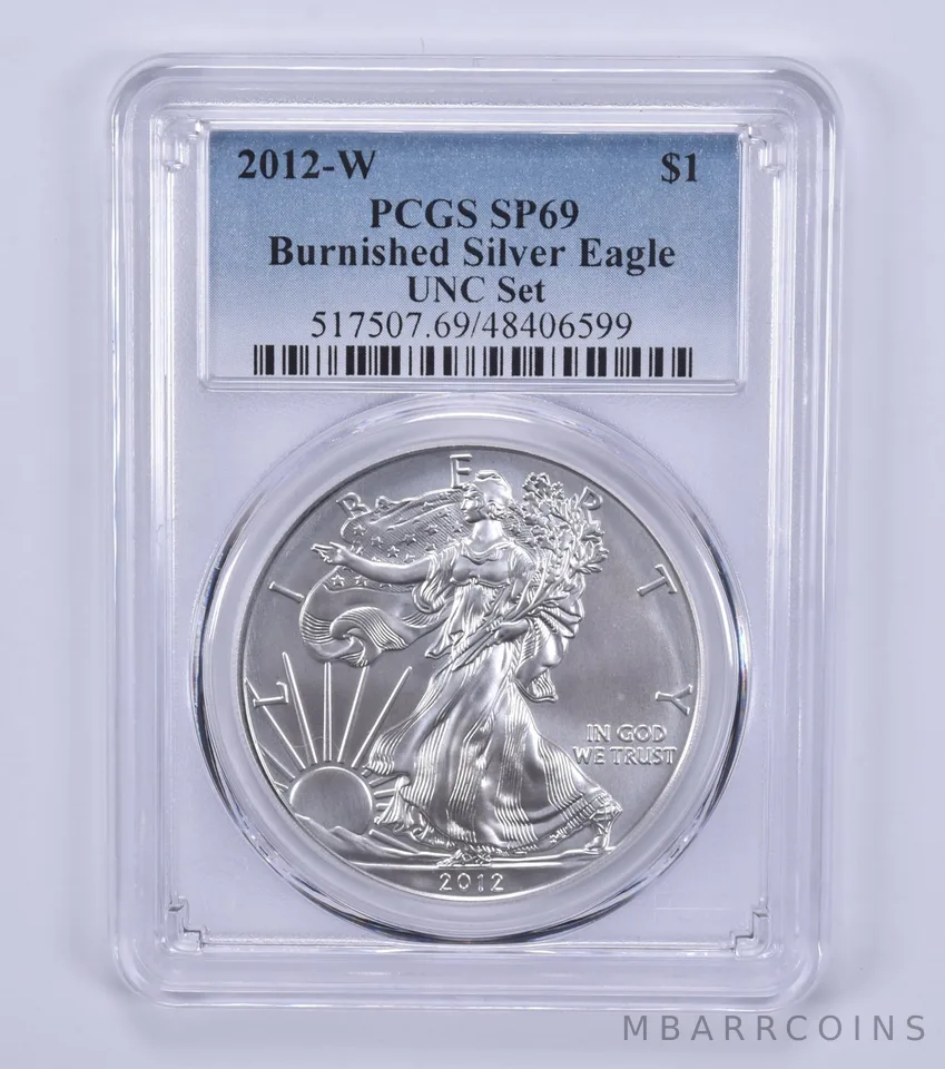 2012-W Burnished Silver Eagle Annual Set SP69 PCGS Blue Label