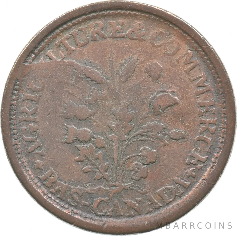 Lower Canada Hard Times Token T Duseaman Butcher Belleville Half Penny *4692